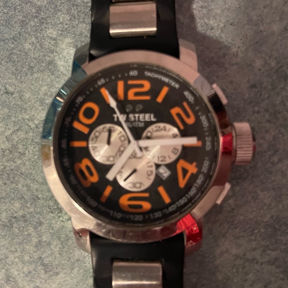 TW Steel Black and Orange Chronograph Watch